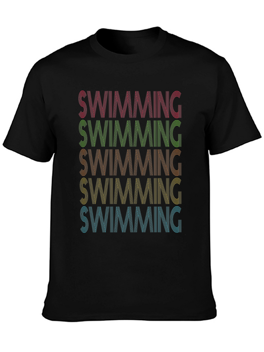 Camiseta Negra Natación Retro