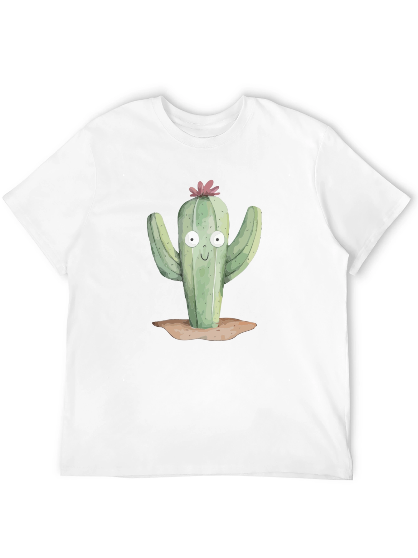 Camiseta Negra con Estampado de Cactus Divertido