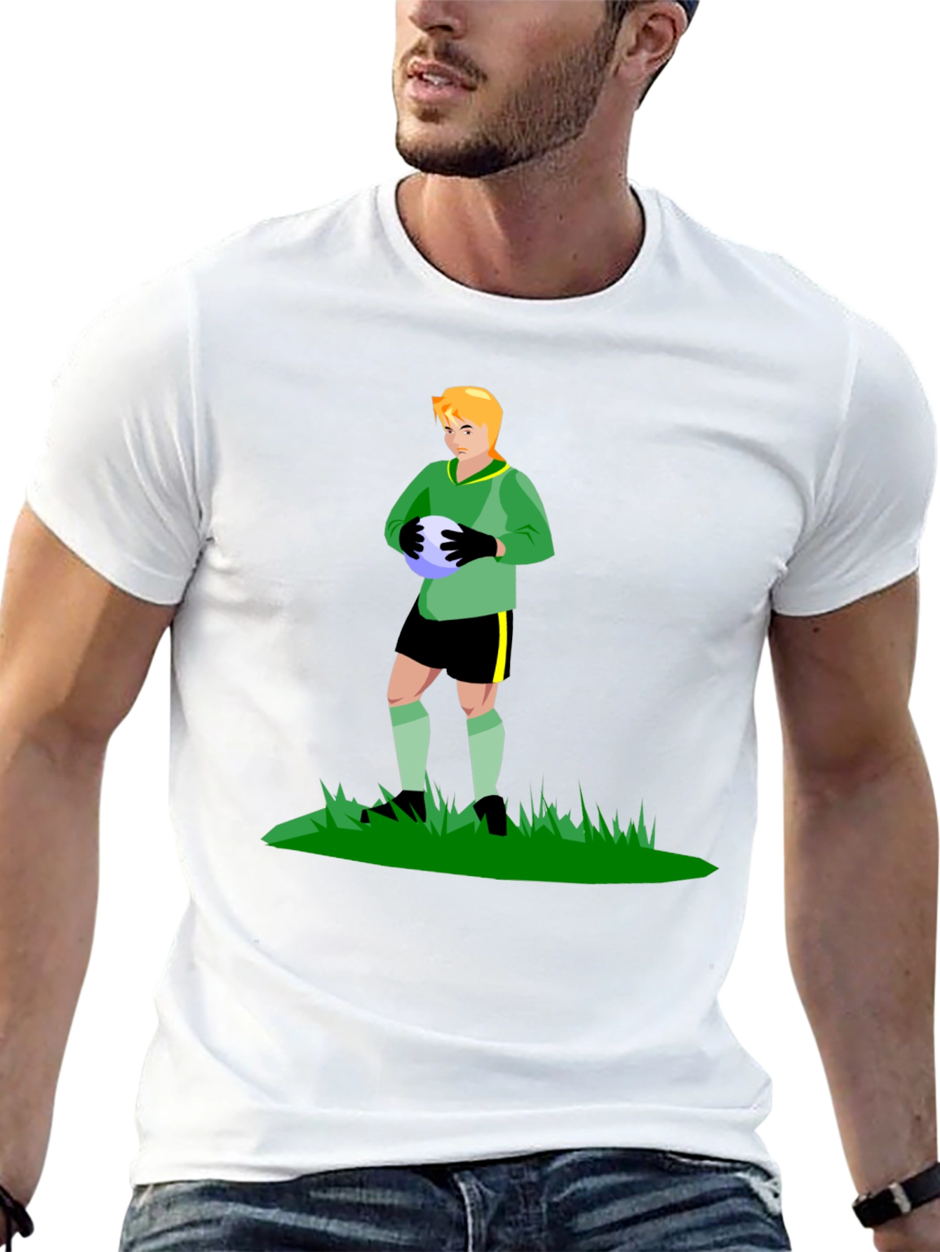 Camiseta Negra con Portero de Fútbol