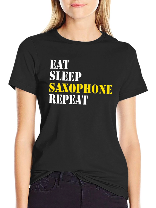 Camiseta Negra - Come Duerme Saxofón Repite