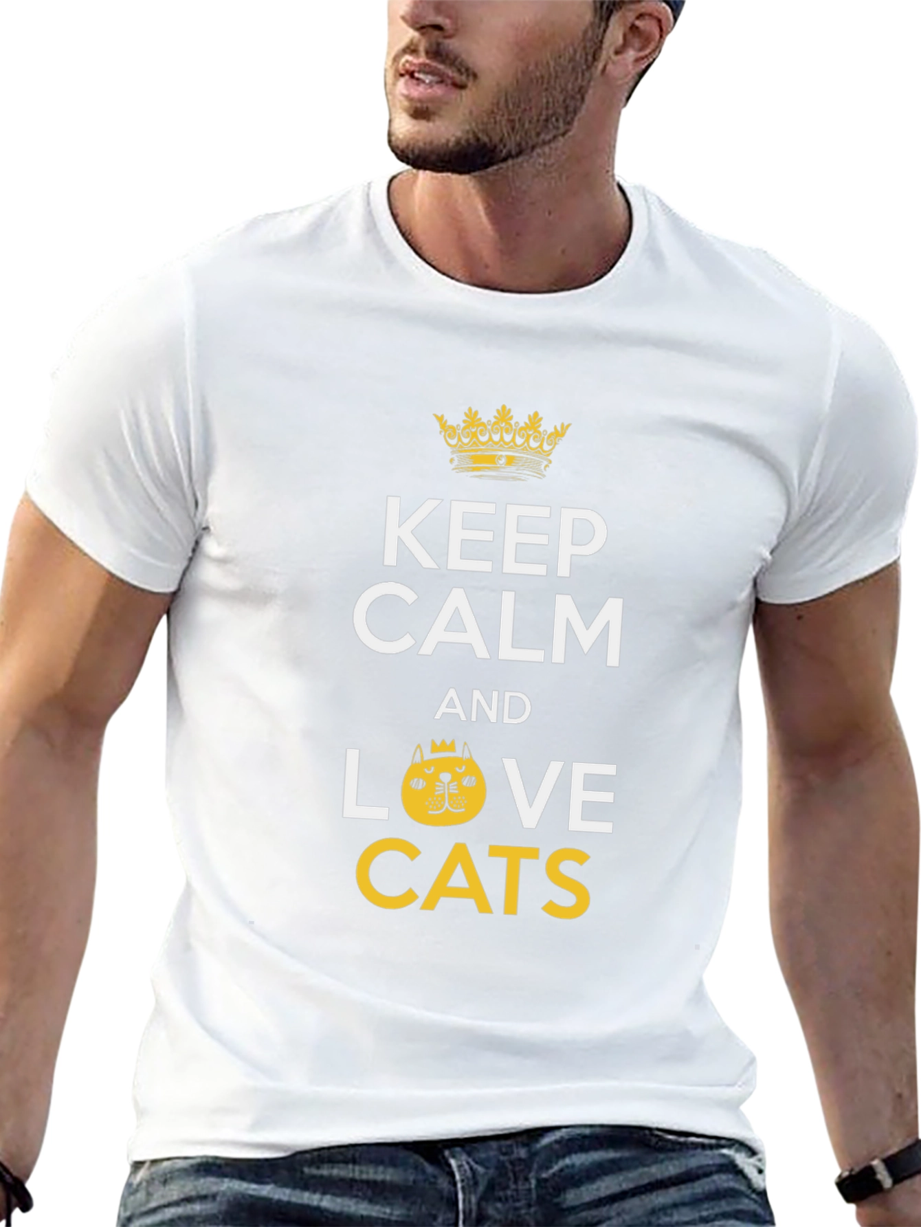 Camiseta Negra Keep Calm And Love Cats