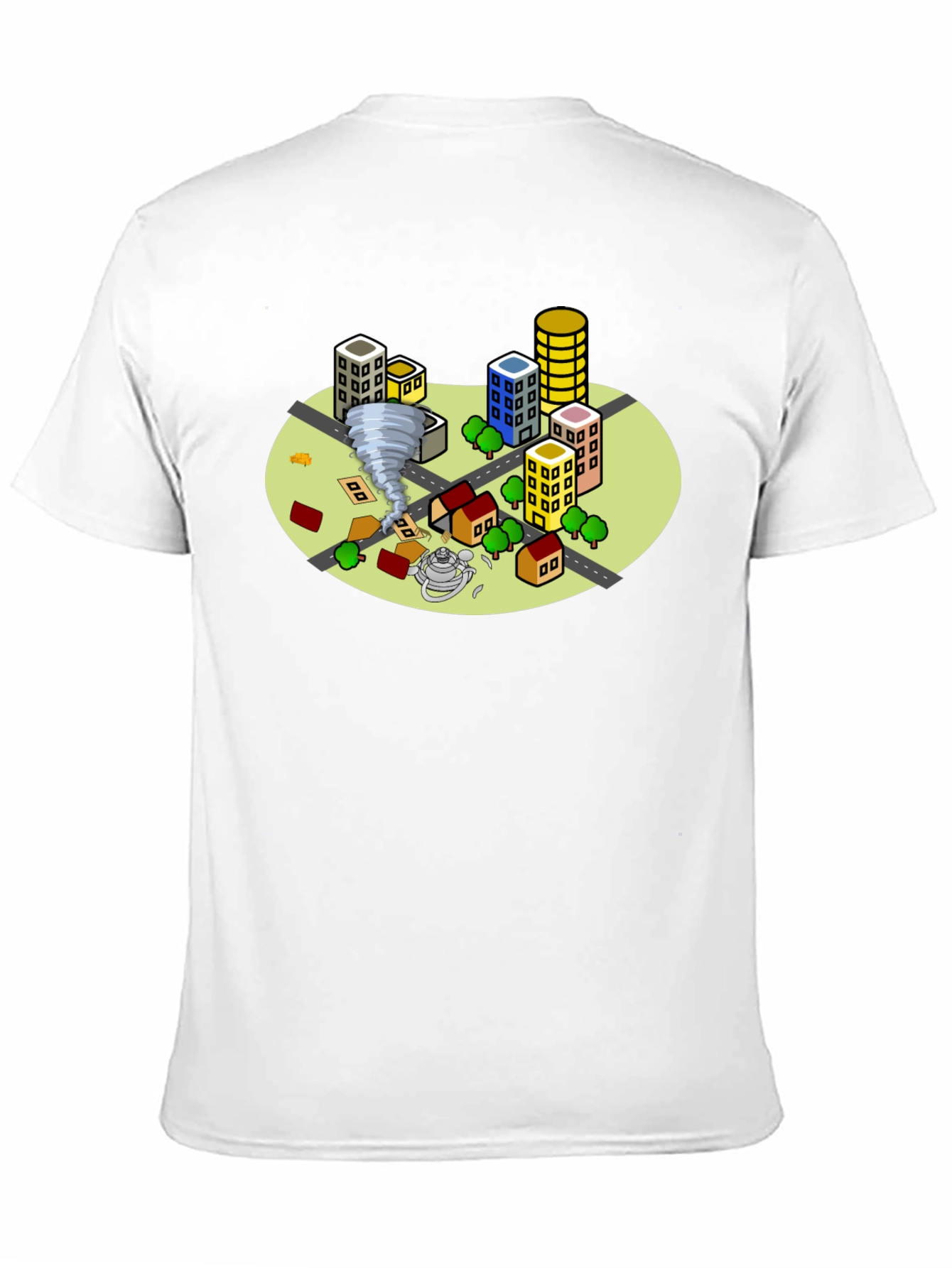 Camiseta Negra Estampado Tornado Ciudad