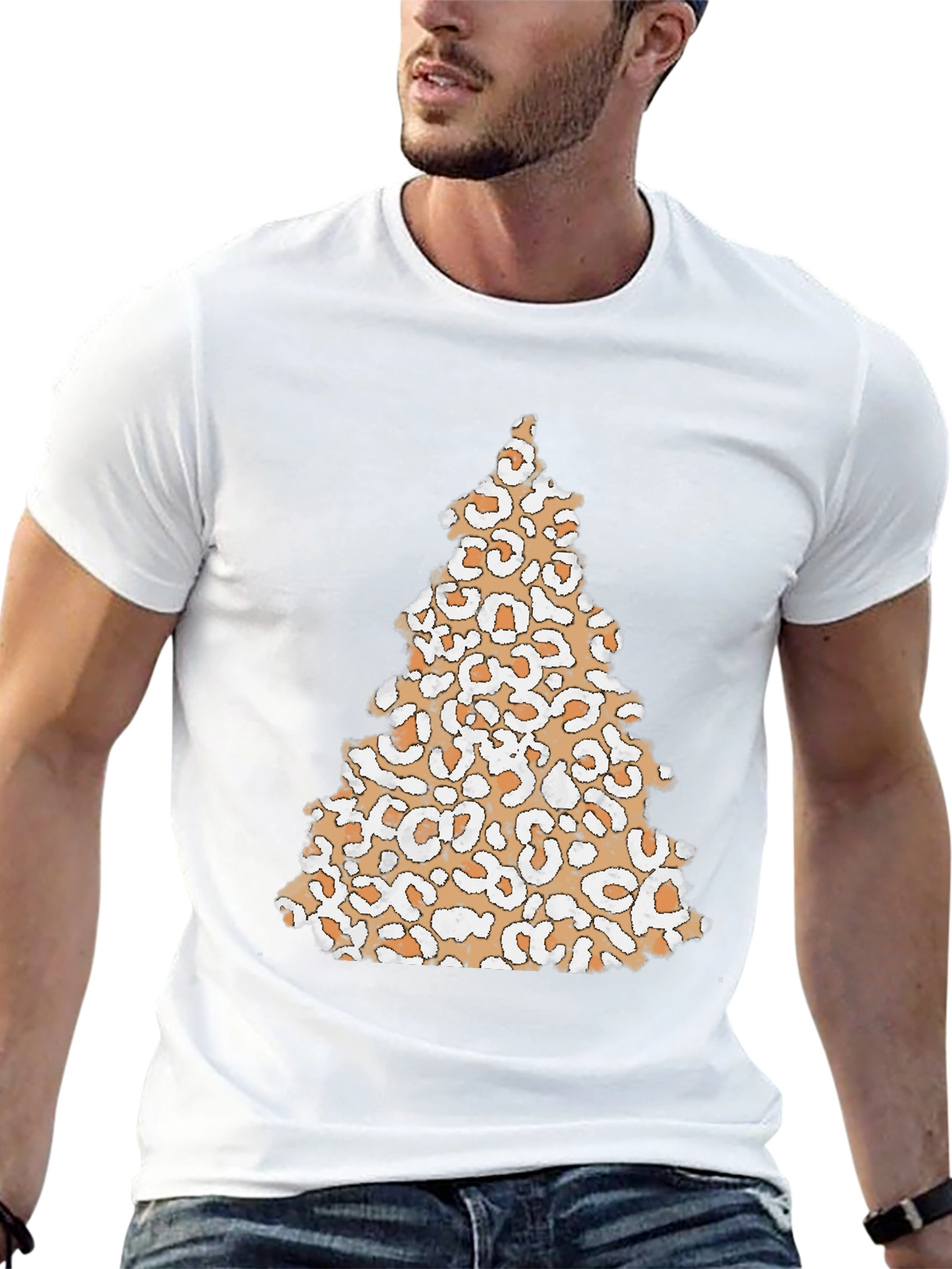 Camiseta Negra con Árbol Navideño de Leopardo