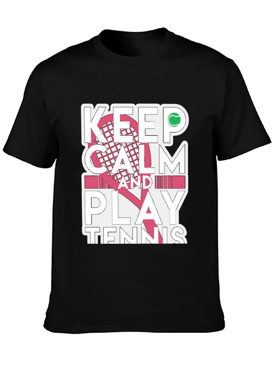 Camiseta Negra Keep Calm and Play Tennis