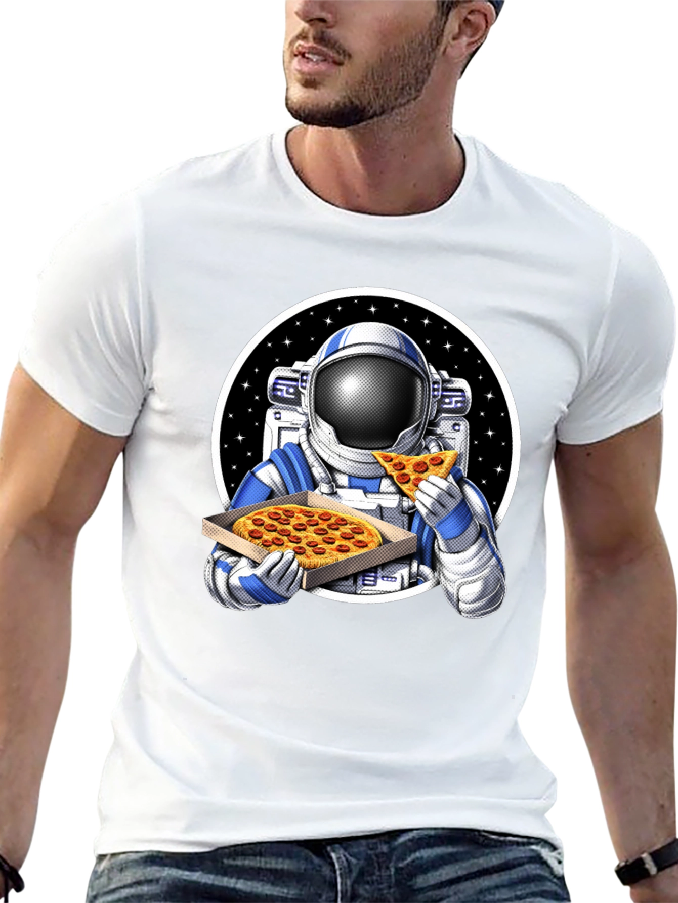 Camiseta Astronauta Comiendo Pizza