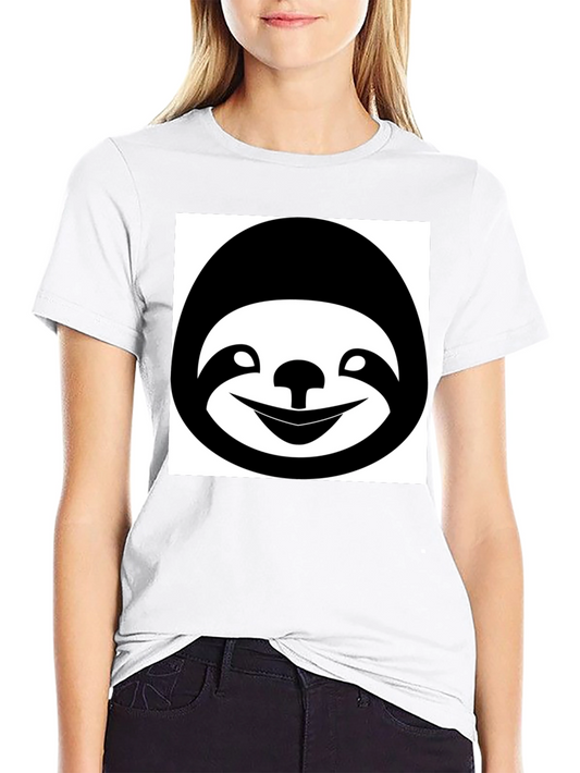 Camiseta Negra con Estampado de Perezoso Sonriente