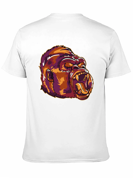 Camiseta Negra con Estampado de Gorila Feroz