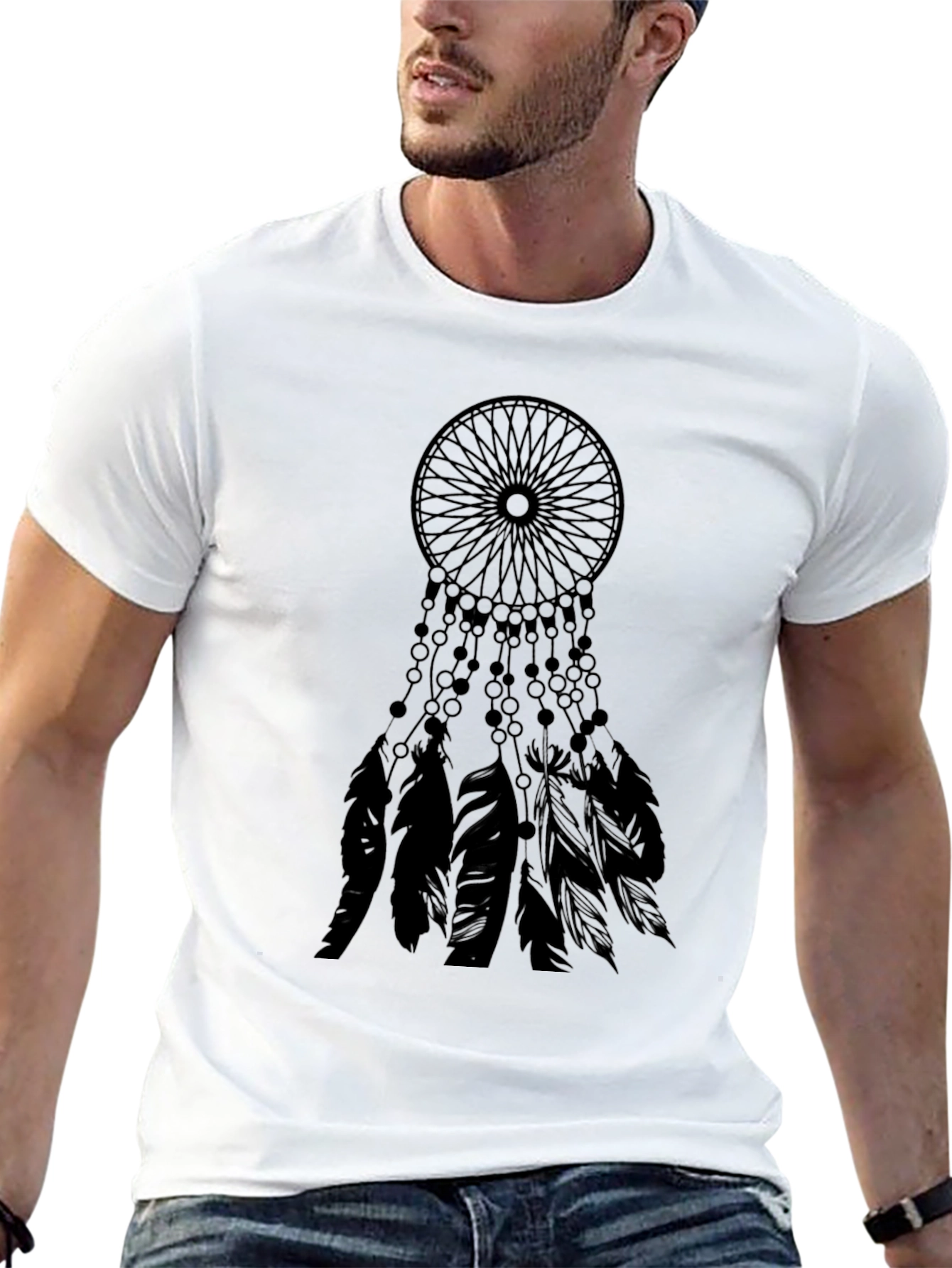 Camiseta Negra con Diseño Atrapasueños