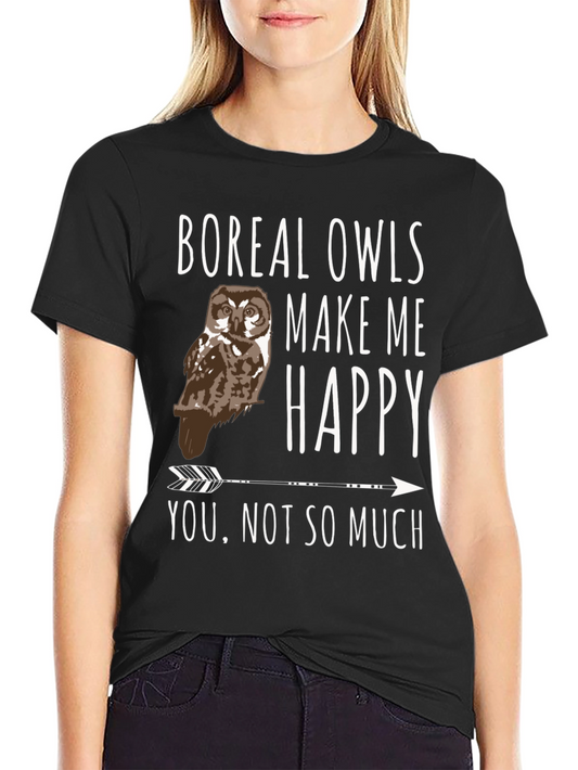 Camiseta Negra Búhos Boreales - Me Hacen Feliz
