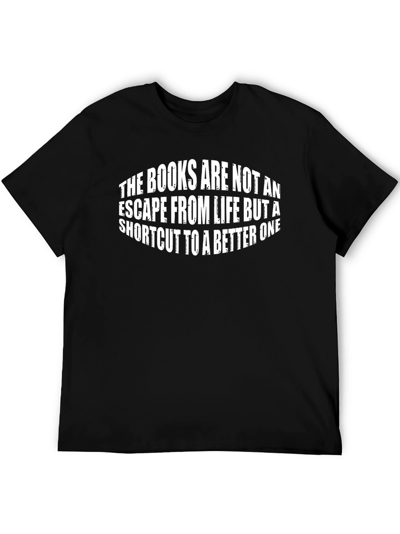 Camiseta Negra con Mensaje Motivacional de Libros