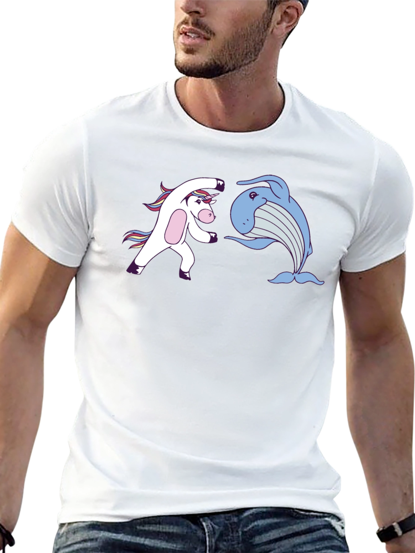 Camiseta Negra: Unicornio vs Ballena