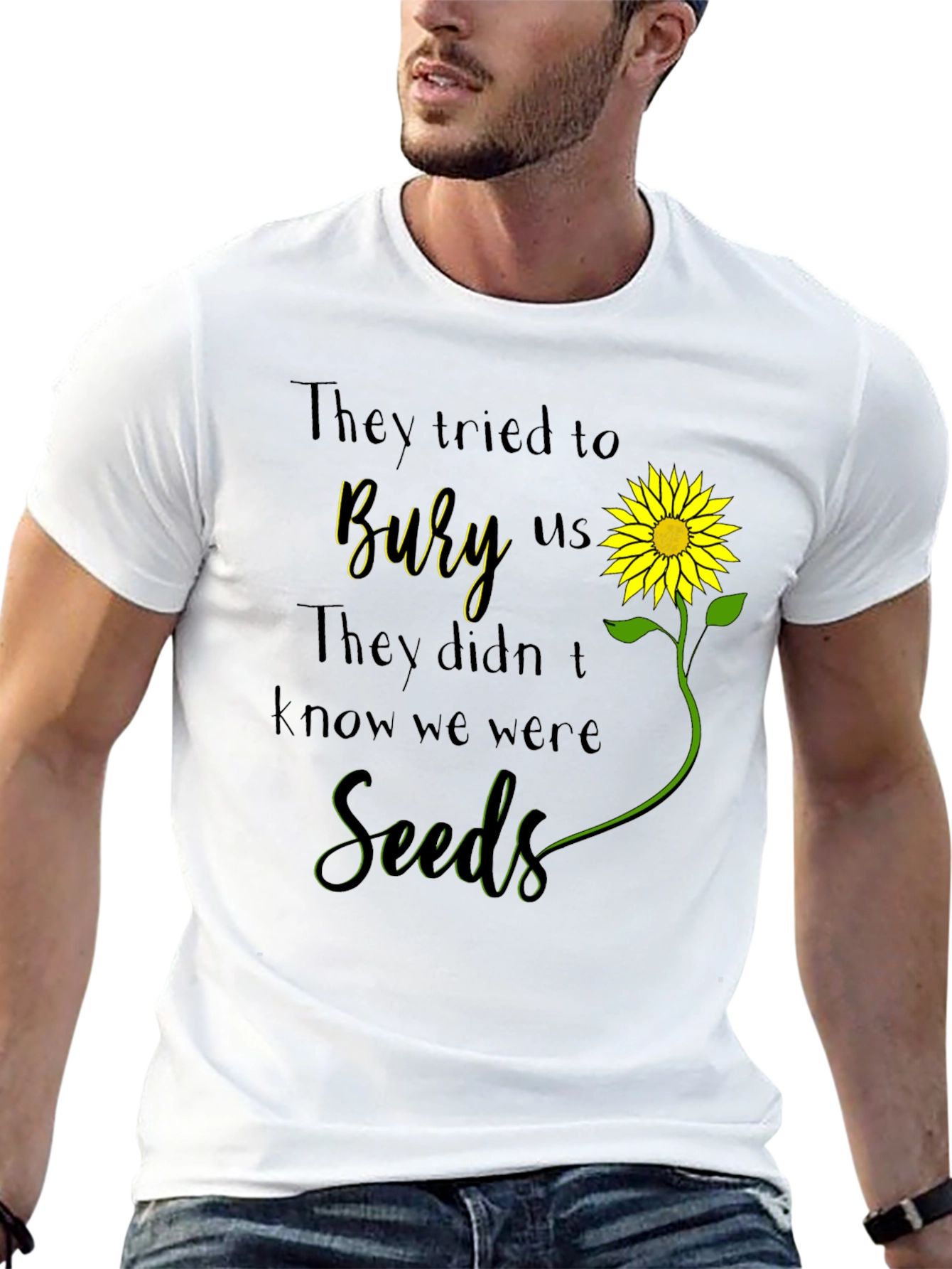 Camiseta con Diseño de Girasol y Frase Motivacional