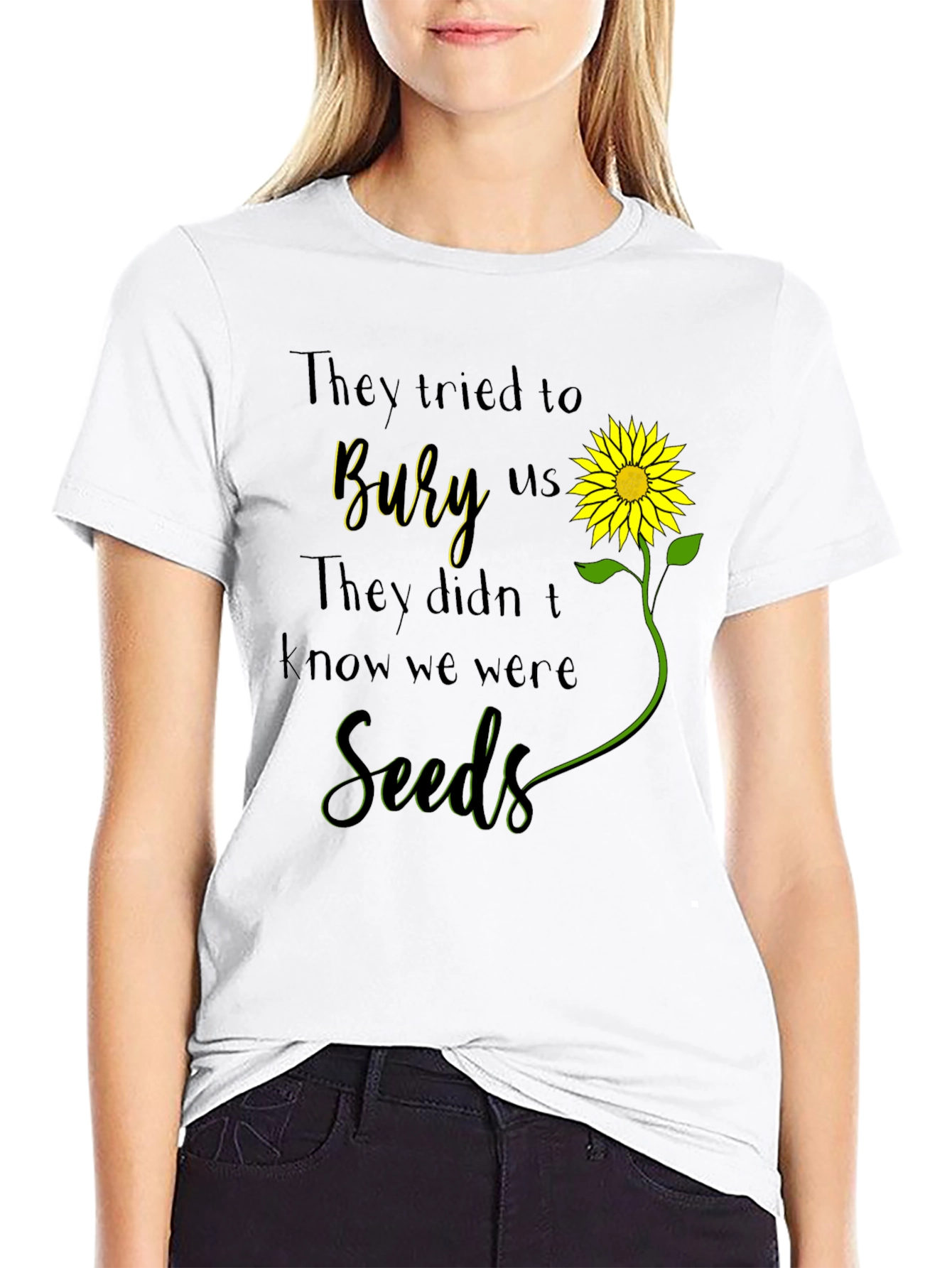 Camiseta con Diseño de Girasol y Frase Motivacional