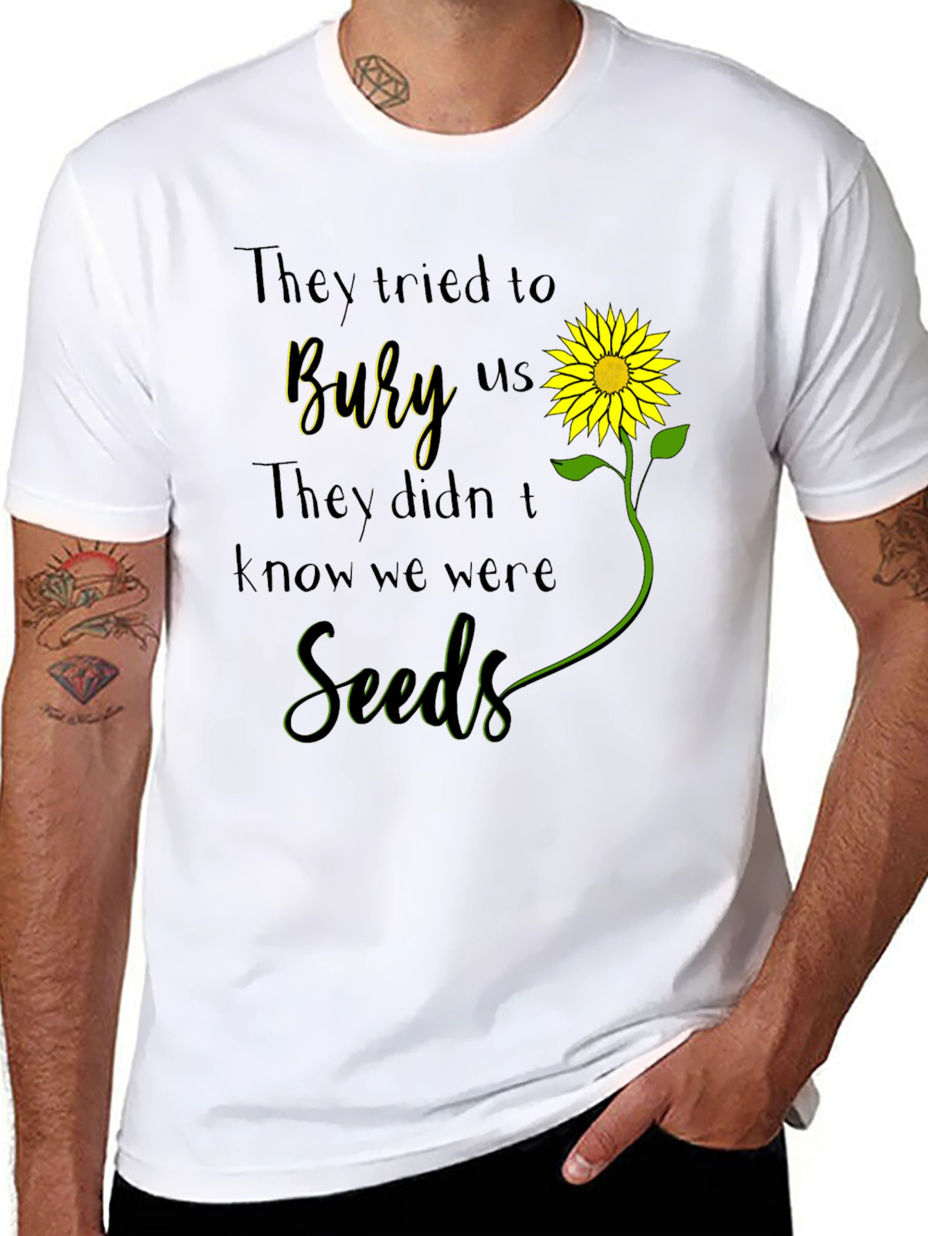 Camiseta con Diseño de Girasol y Frase Motivacional