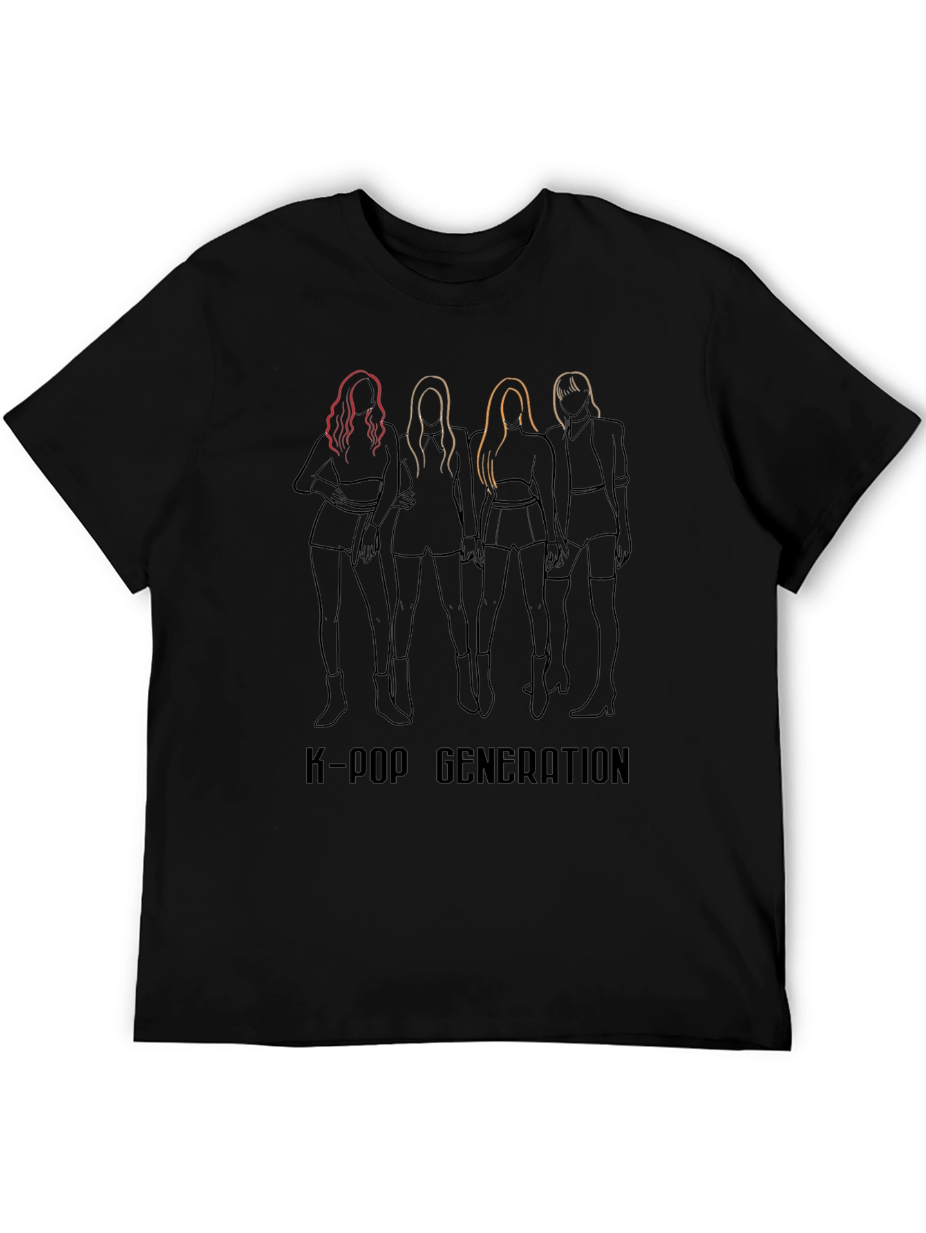 Camiseta Negra K-Pop Generation Estampada