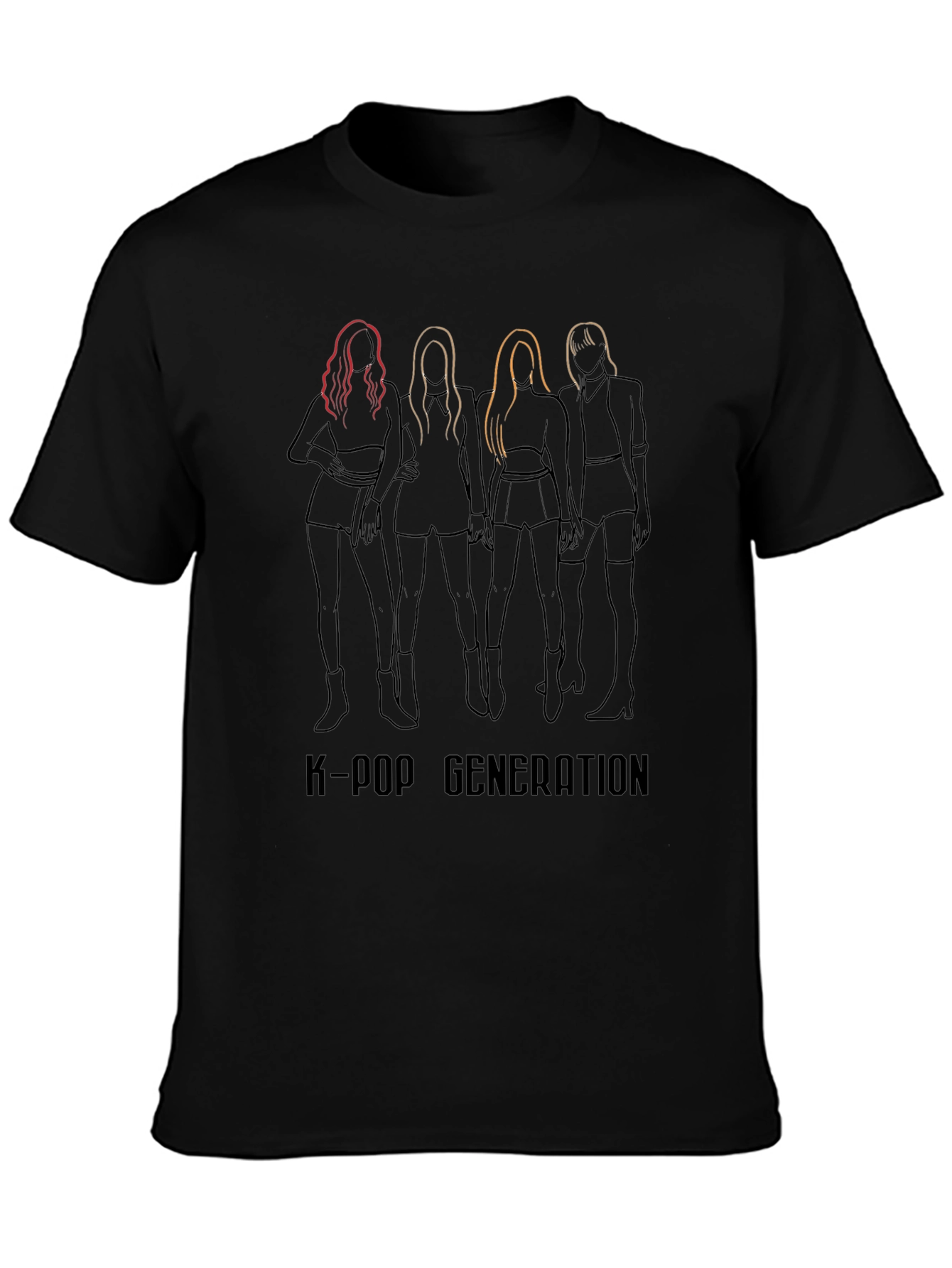 Camiseta Negra K-Pop Generation Estampada