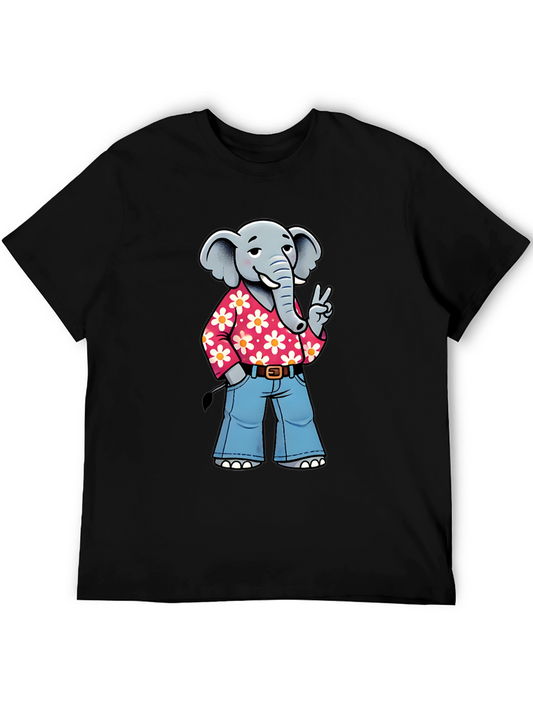 Camiseta Negra con Elefante Hippie