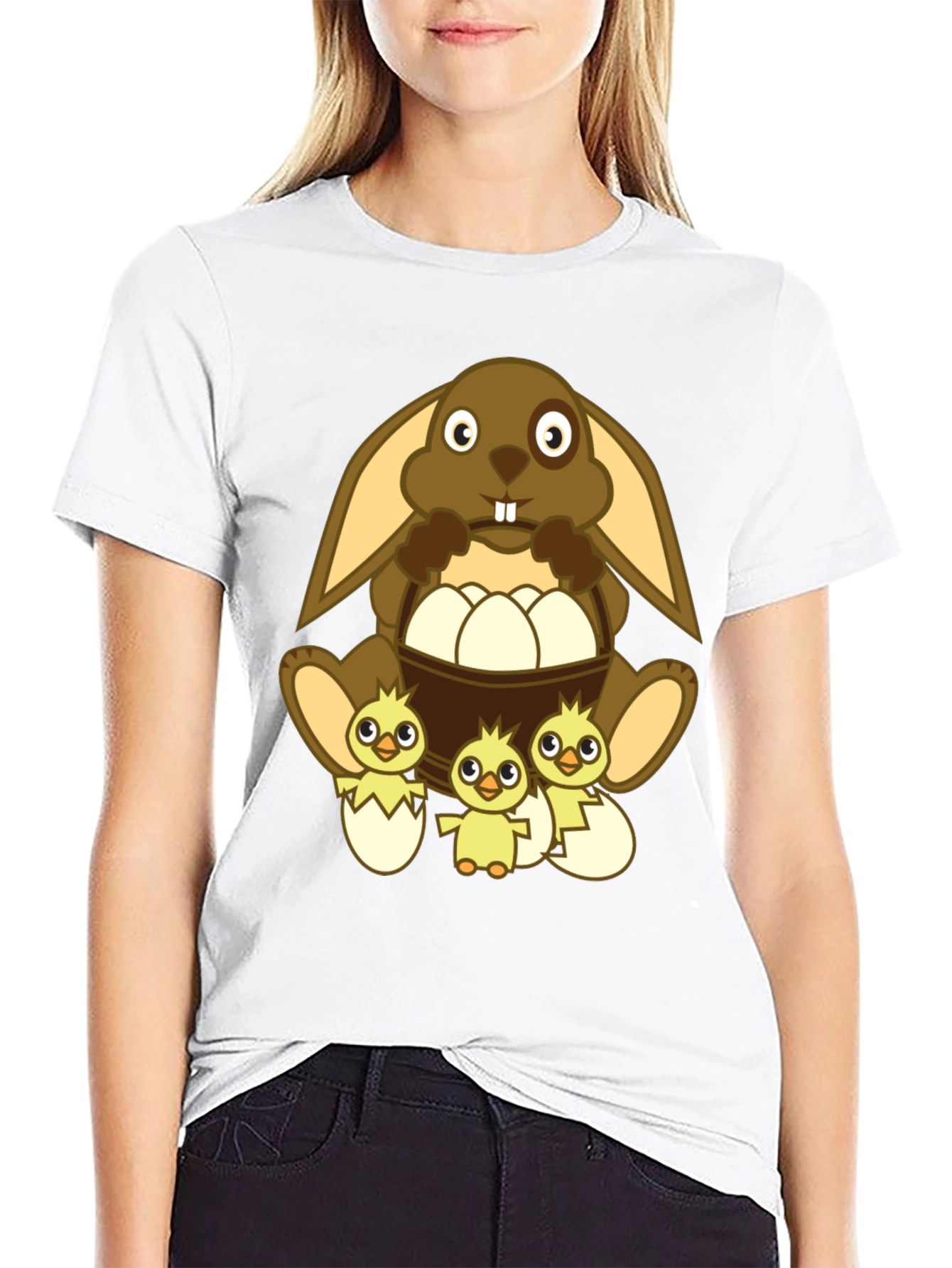 Camiseta de Pascua con Conejo y Pollitos