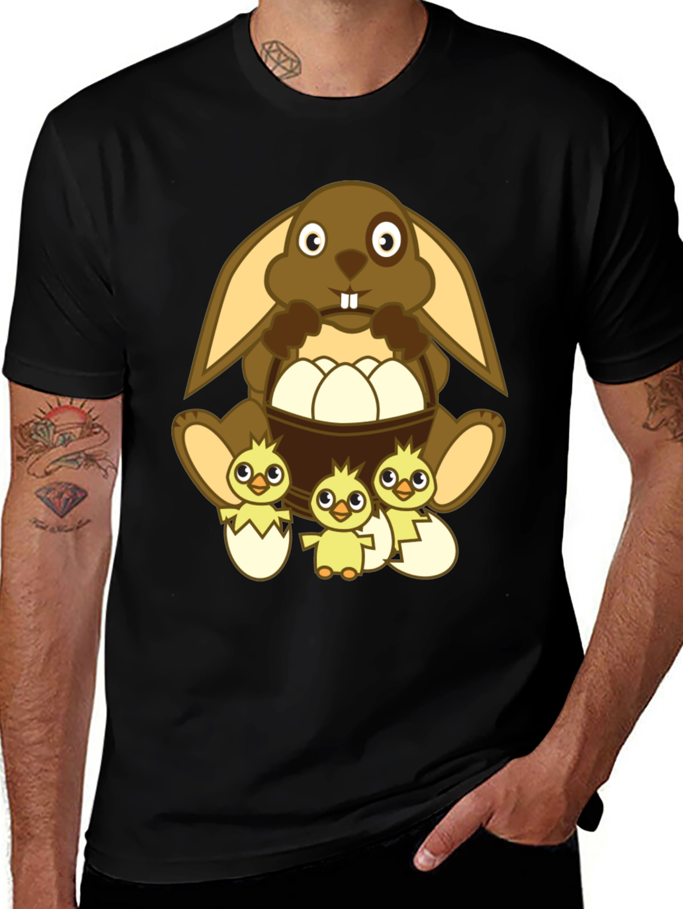 Camiseta de Pascua con Conejo y Pollitos