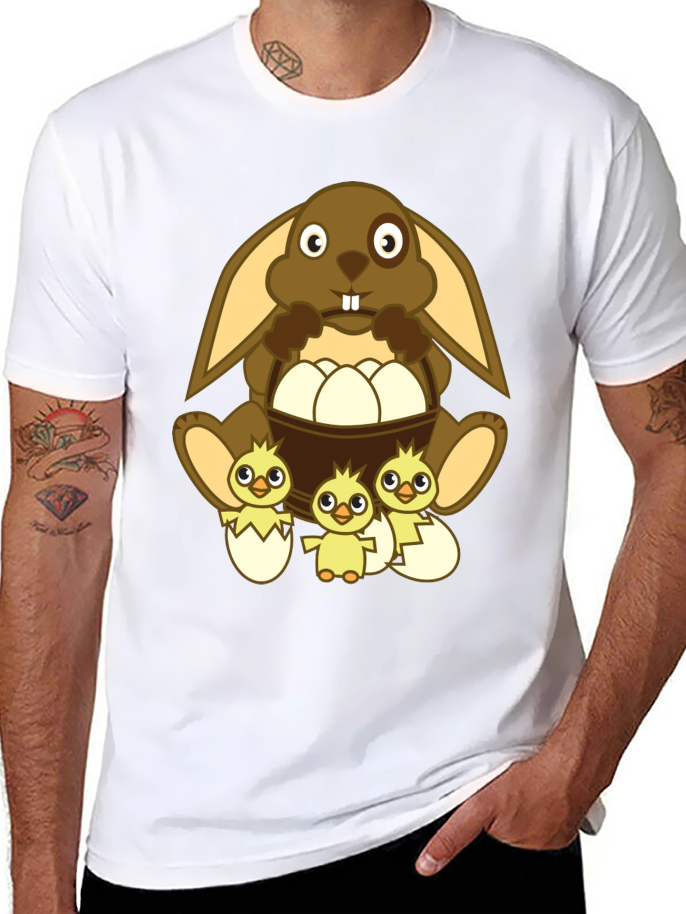 Camiseta de Pascua con Conejo y Pollitos