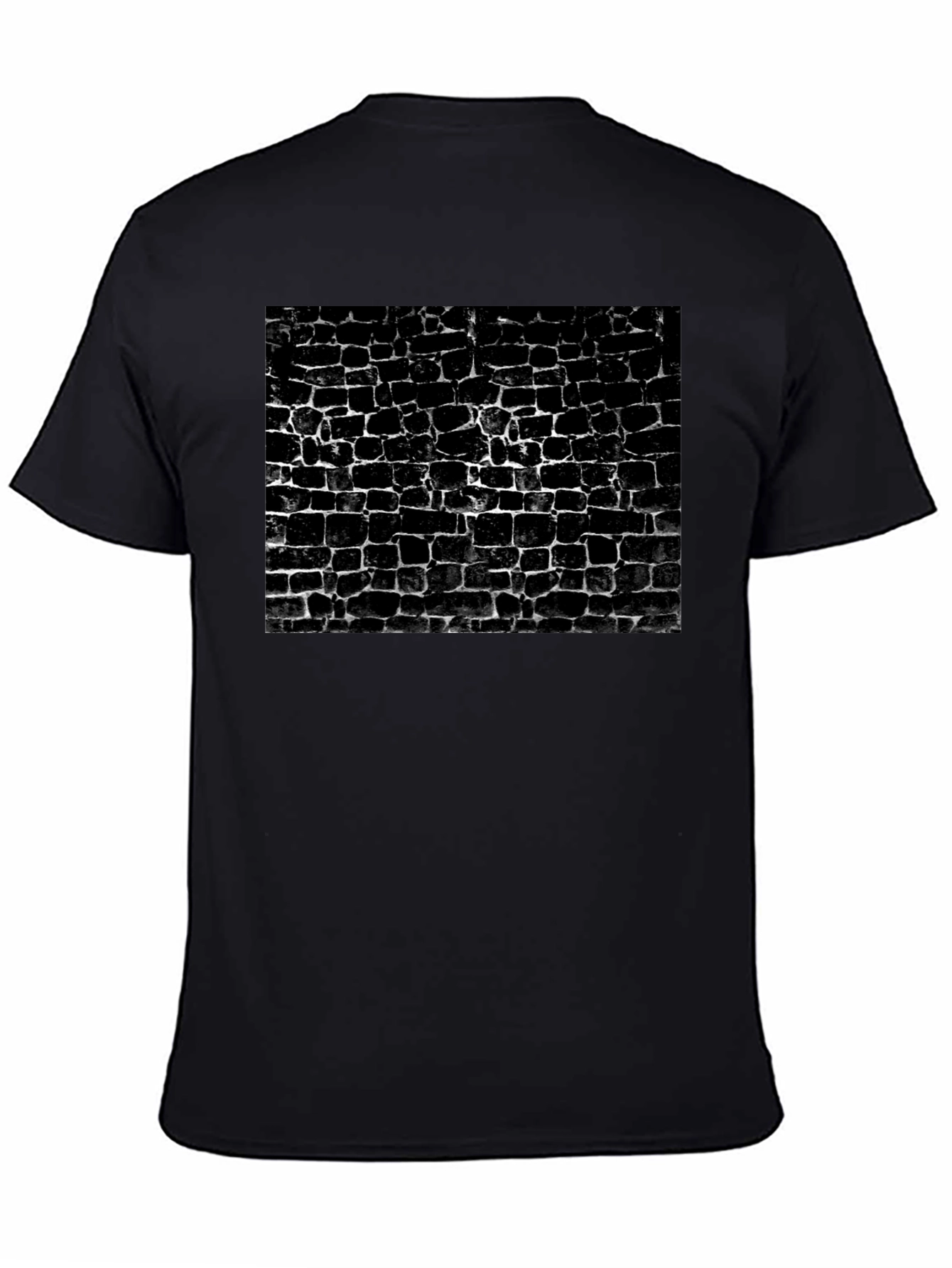 Camiseta Negra Estampado Muro Ladrillo Abstracto Casual Hombre