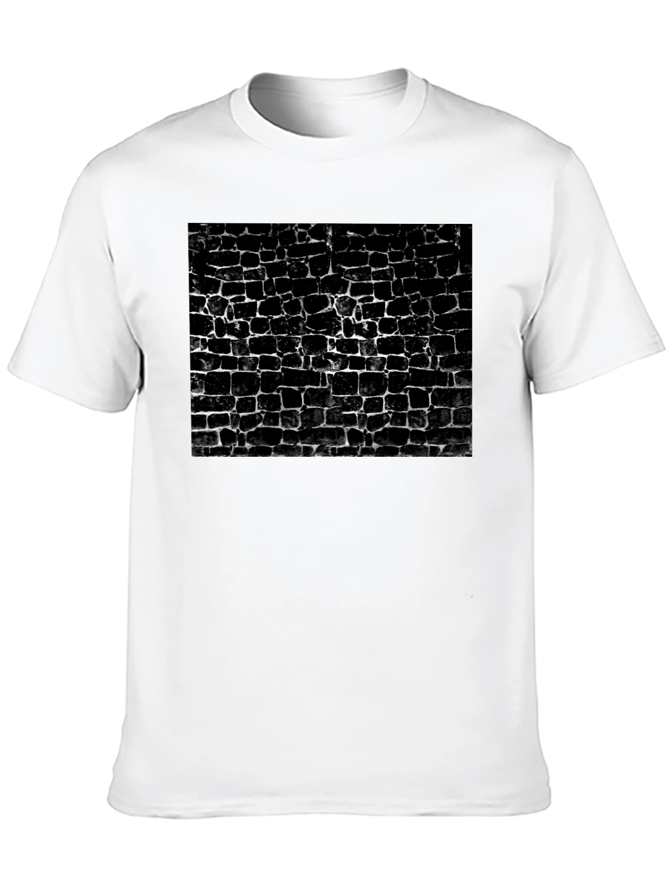 Camiseta Negra Estampado Muro Ladrillo Abstracto Casual Hombre