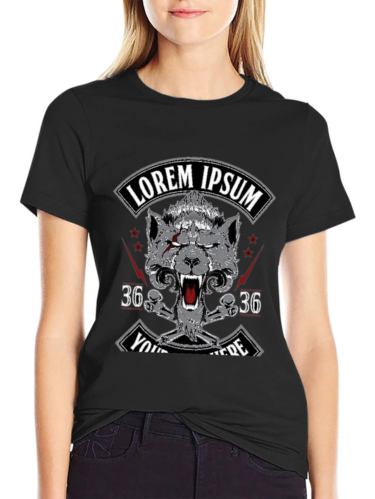 Camiseta Negra con Diseño Lobo y Texto Personalizable