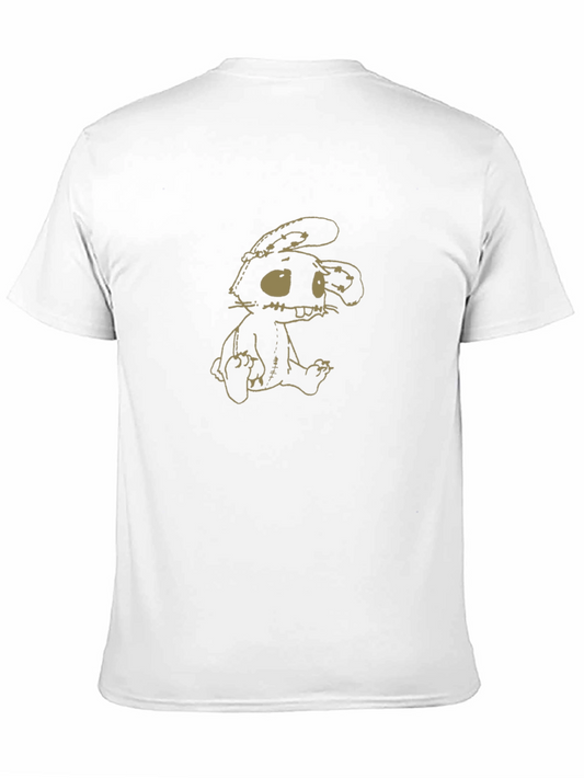 Camiseta Negra con Estampado de Conejo de Peluche