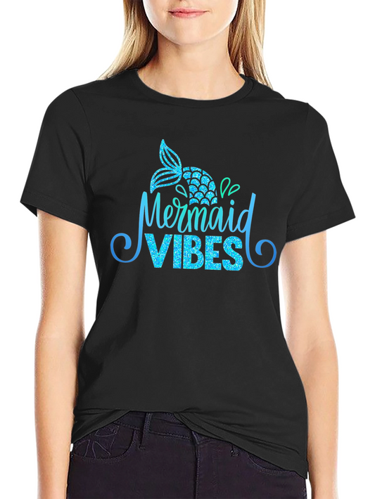 Camiseta Negra Mermaid Vibes Brillante