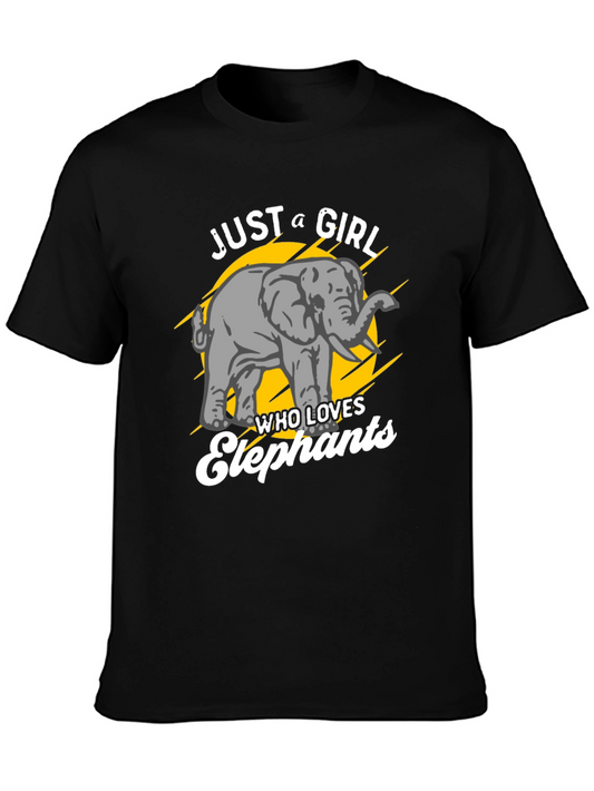 Camiseta Negra Just a Girl Who Loves Elephants