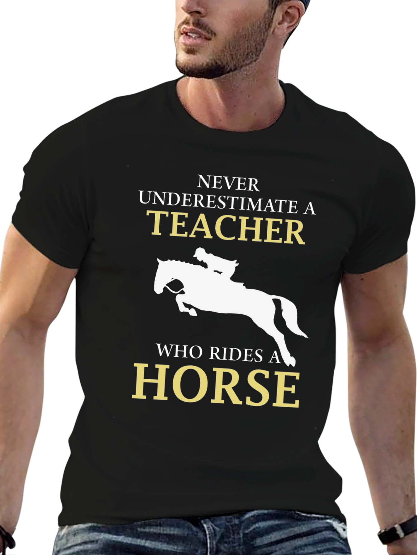 Camiseta Negra con Diseño de Profesor Jinete
