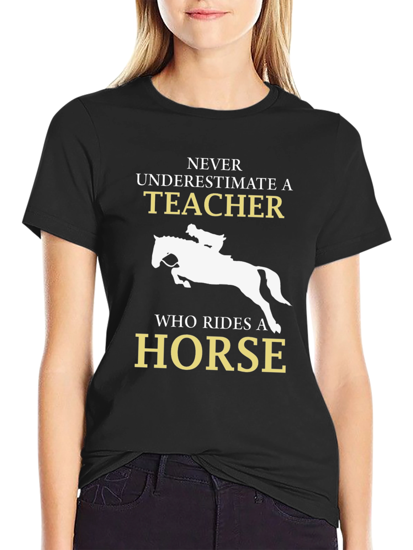 Camiseta Negra con Diseño de Profesor Jinete