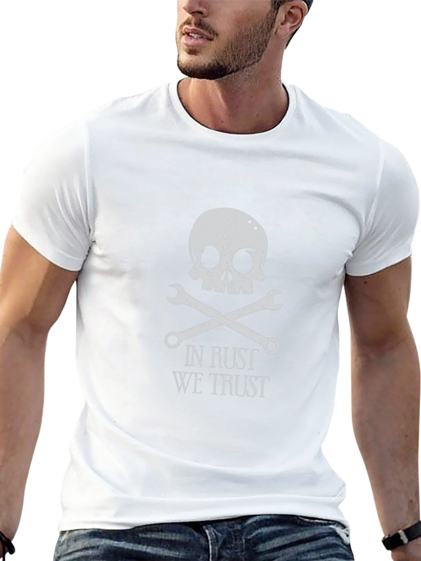 Camiseta Negra con Diseño de Calavera y Llaves Inglesas