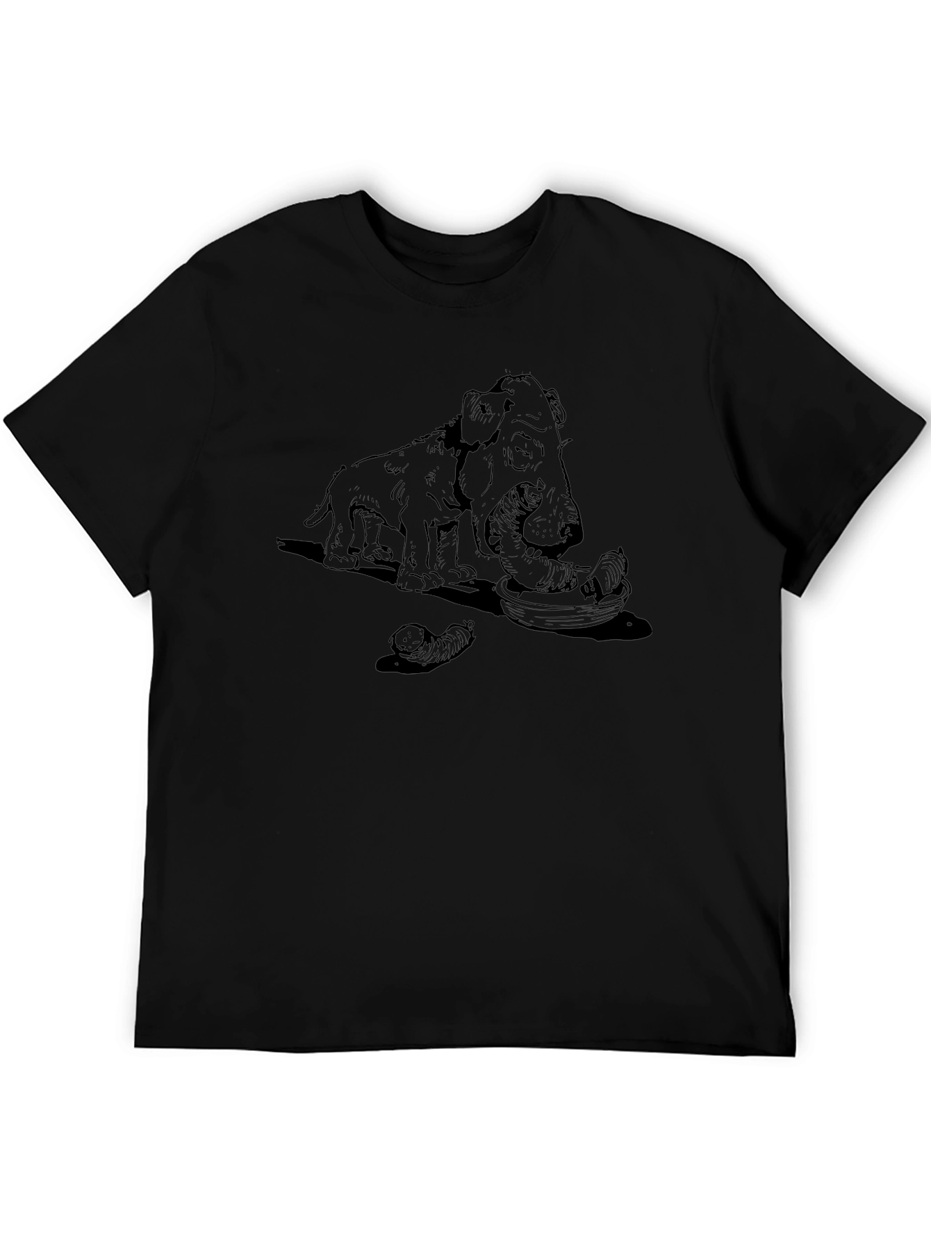 Camiseta Negra con Diseño Perro y Salchichas