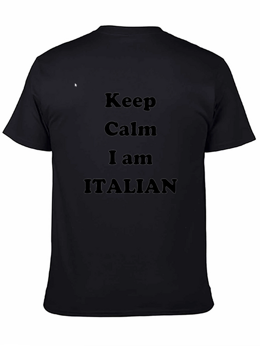 Camiseta Negra Hombre - Keep Calm Im Italian