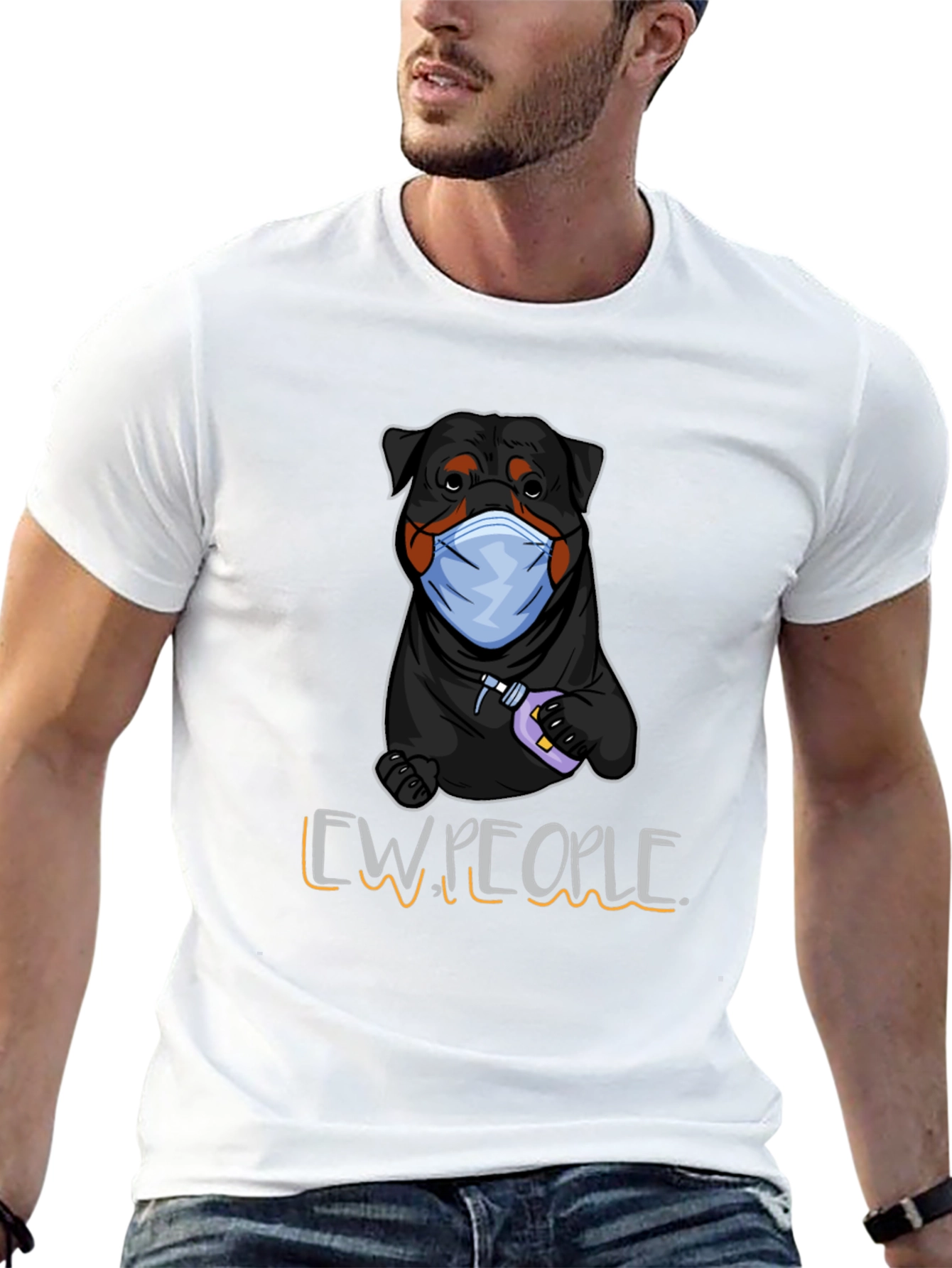 Camiseta Negra con Diseño de Rottweiler Higiénico