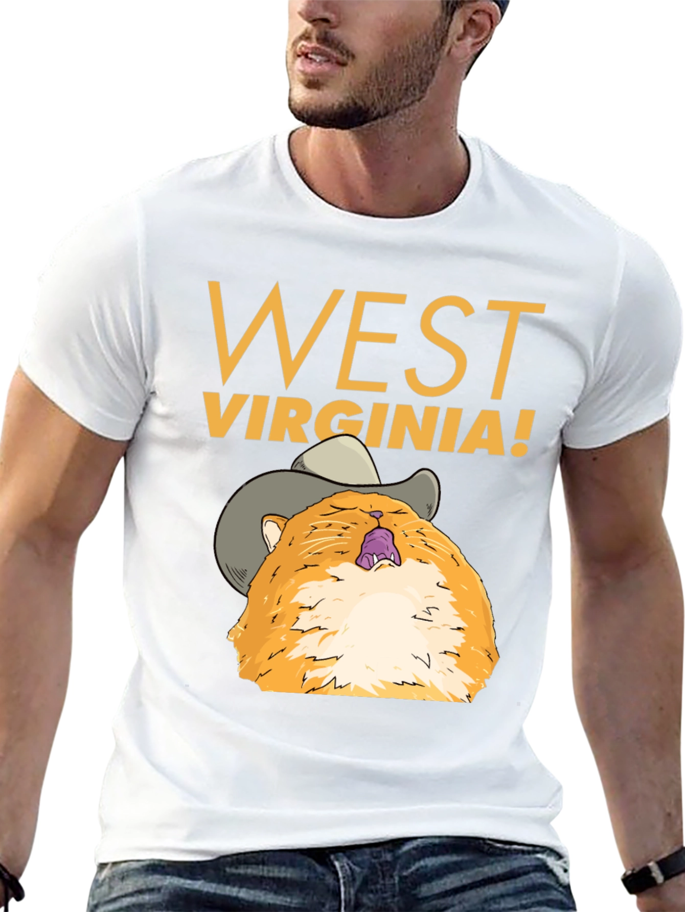 Camiseta West Virginia con Gato Vaquero