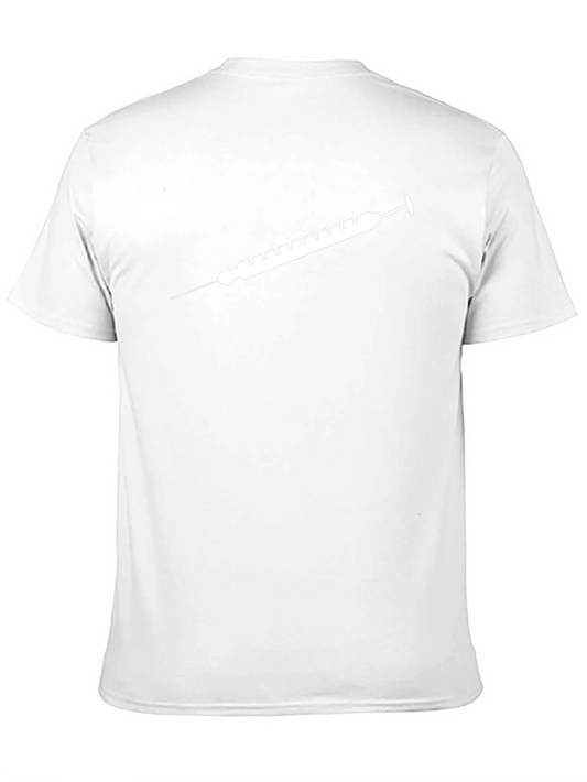 Camiseta Negra con Diseño de Jeringa Blanca