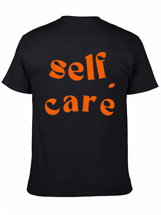 Camiseta Negra Self Care Naranja