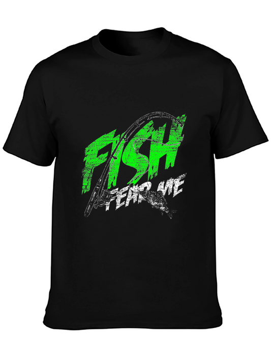 Camiseta Negra Estampada: Pesca Fish Fear Me