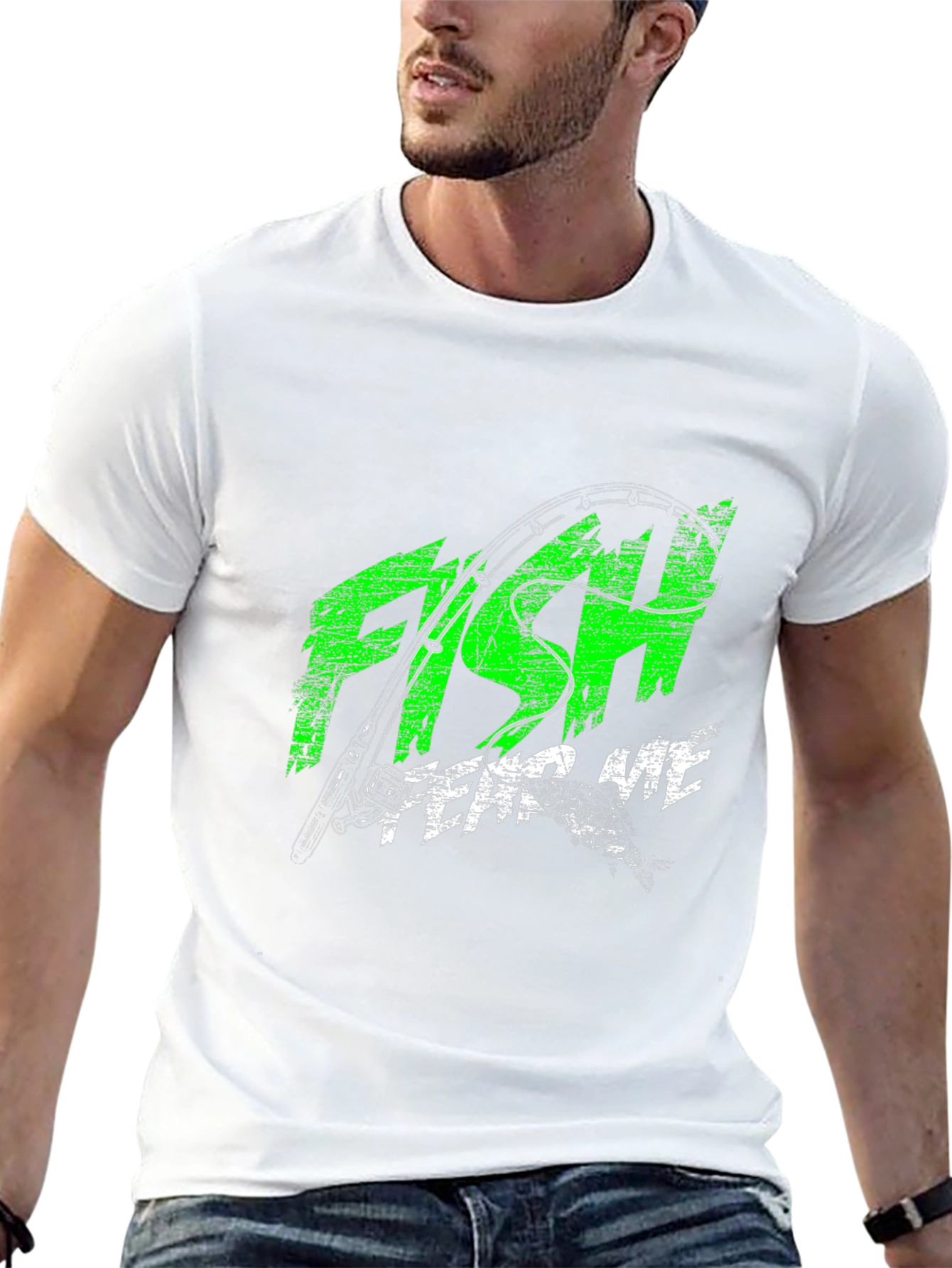 Camiseta Negra Estampada: Pesca Fish Fear Me
