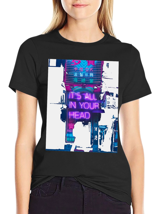 Camiseta Negra con Diseño Neón Its All In Your Head