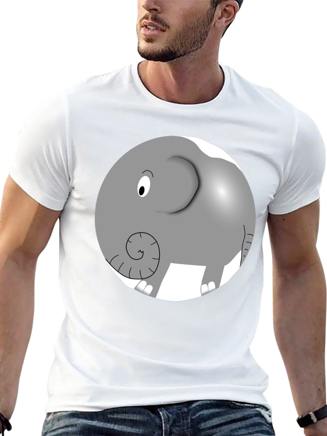 Camiseta Negra con Diseño de Elefante Animado