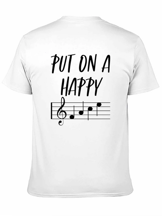 Camiseta Negra con Diseño Musical Happy