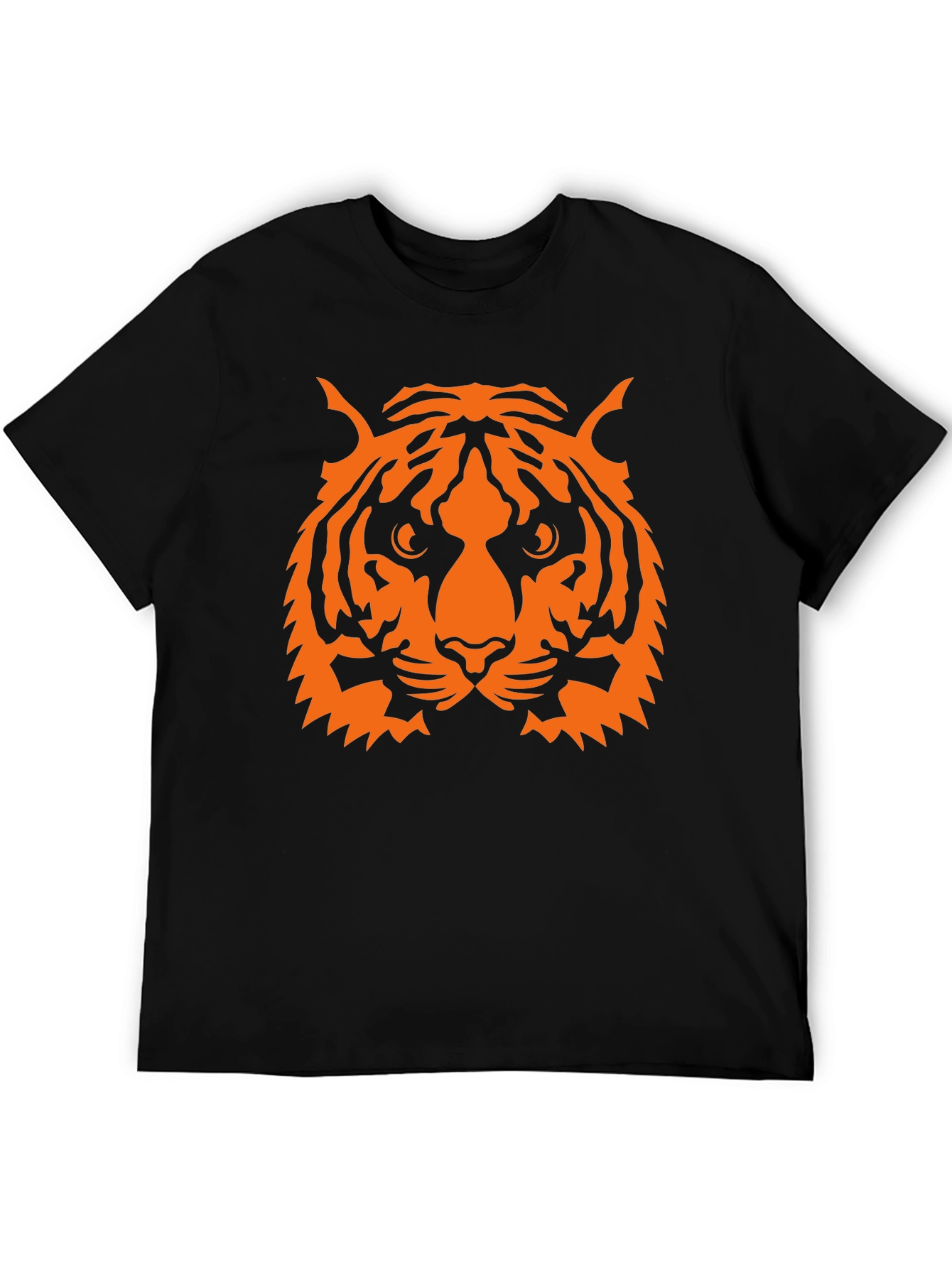 Camiseta Negra con Estampado de Tigre Naranja