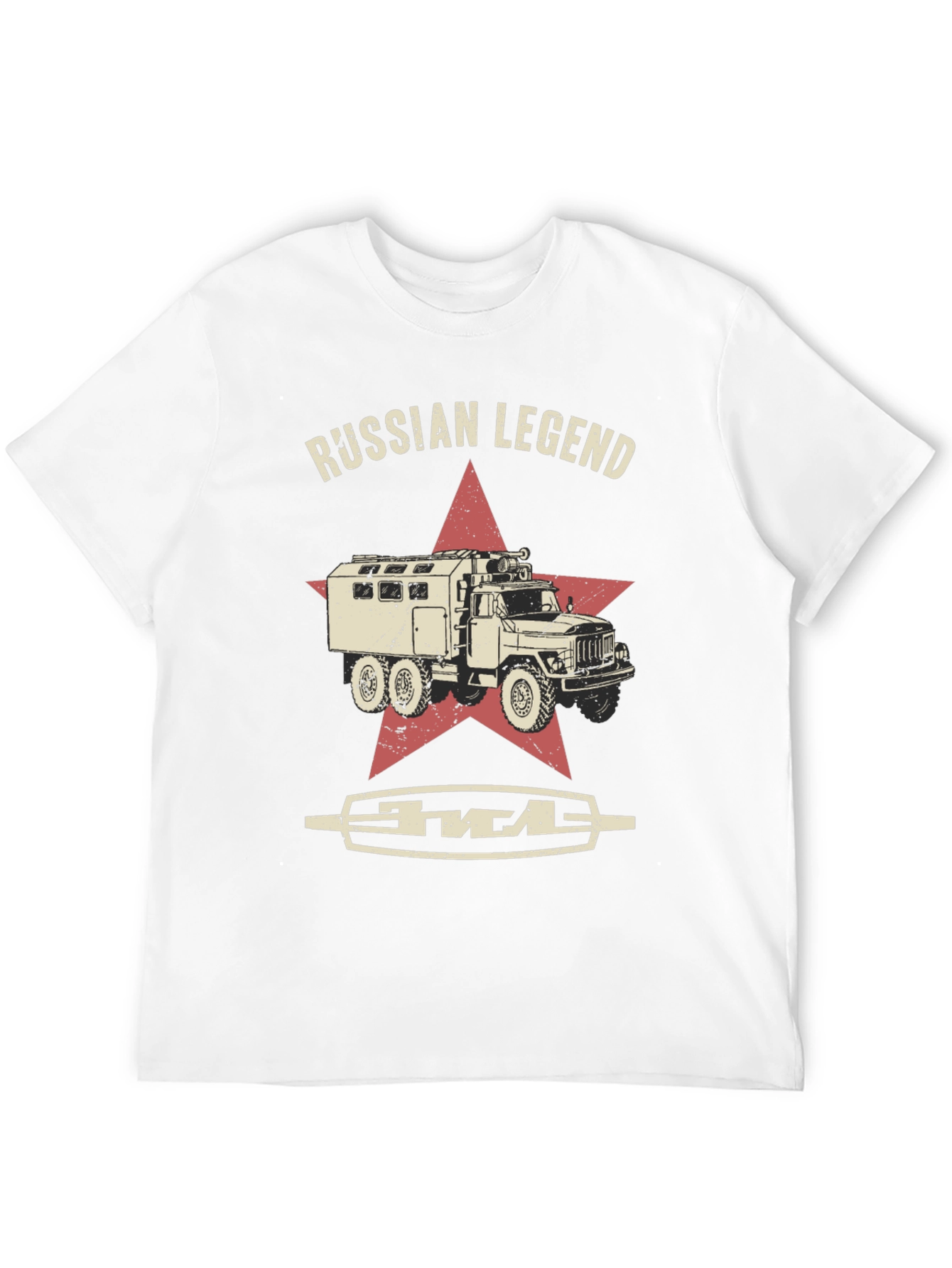 Camiseta Negra Leyenda Rusa con Diseño de Camión Militar