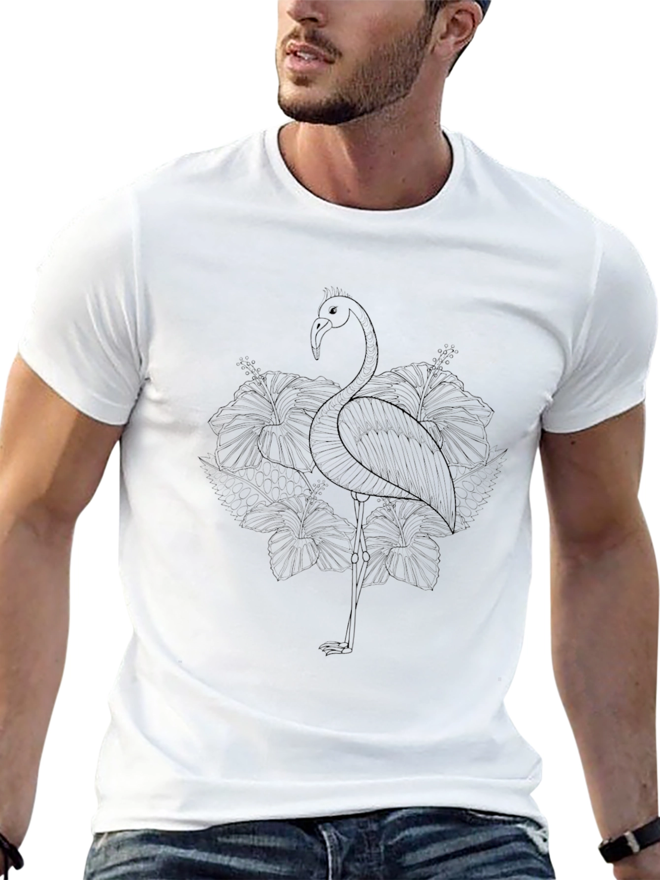 Camiseta Negra con Diseño de Flamenco Floral