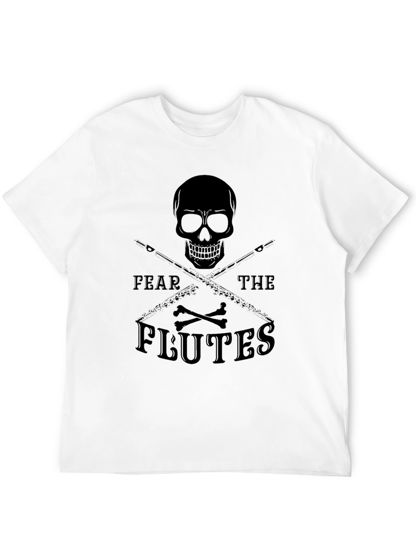 Camiseta Negra Calavera y Flautas