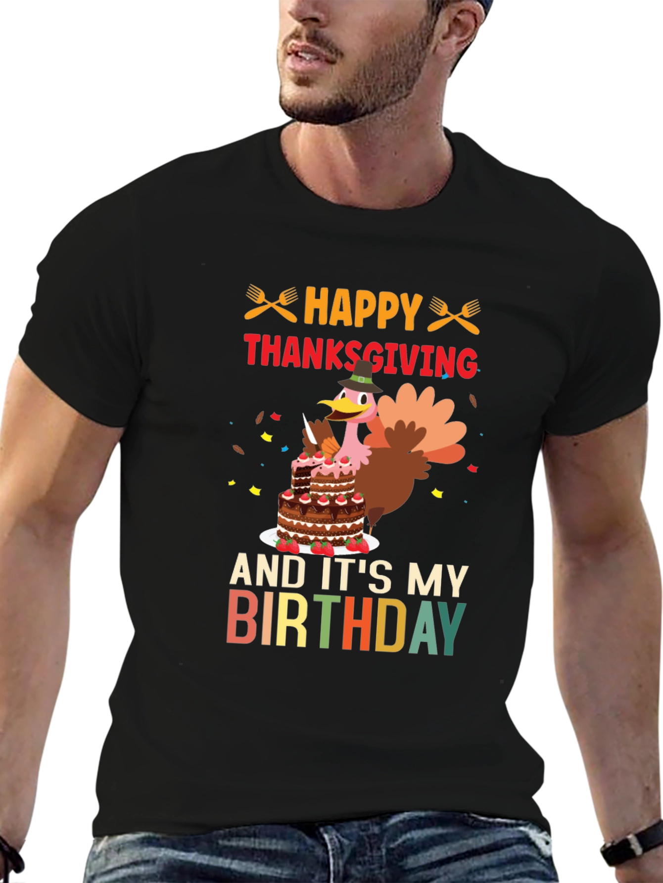 Camiseta Feliz Día de Acción de Gracias y Cumpleaños