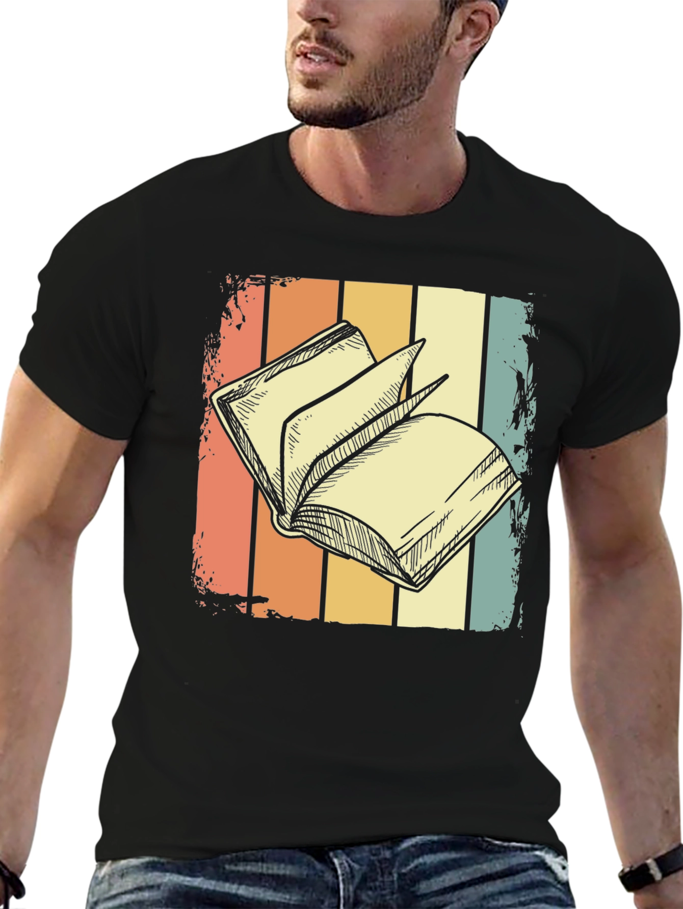 Camiseta Retro con Diseño de Libro Abierto